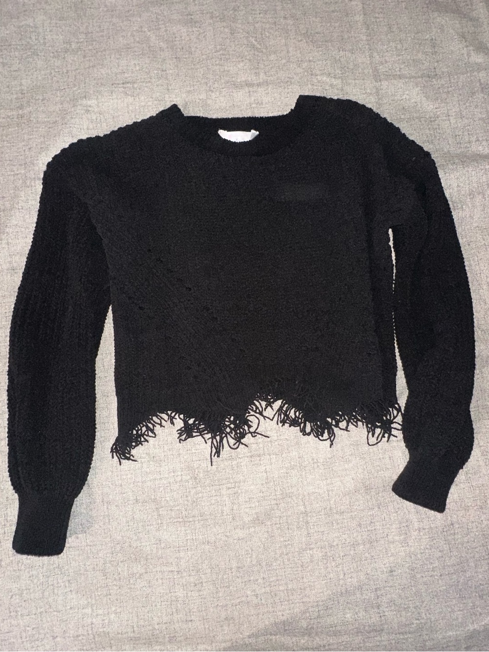 No Boundaries Distressed Knit Crop Sweater Black